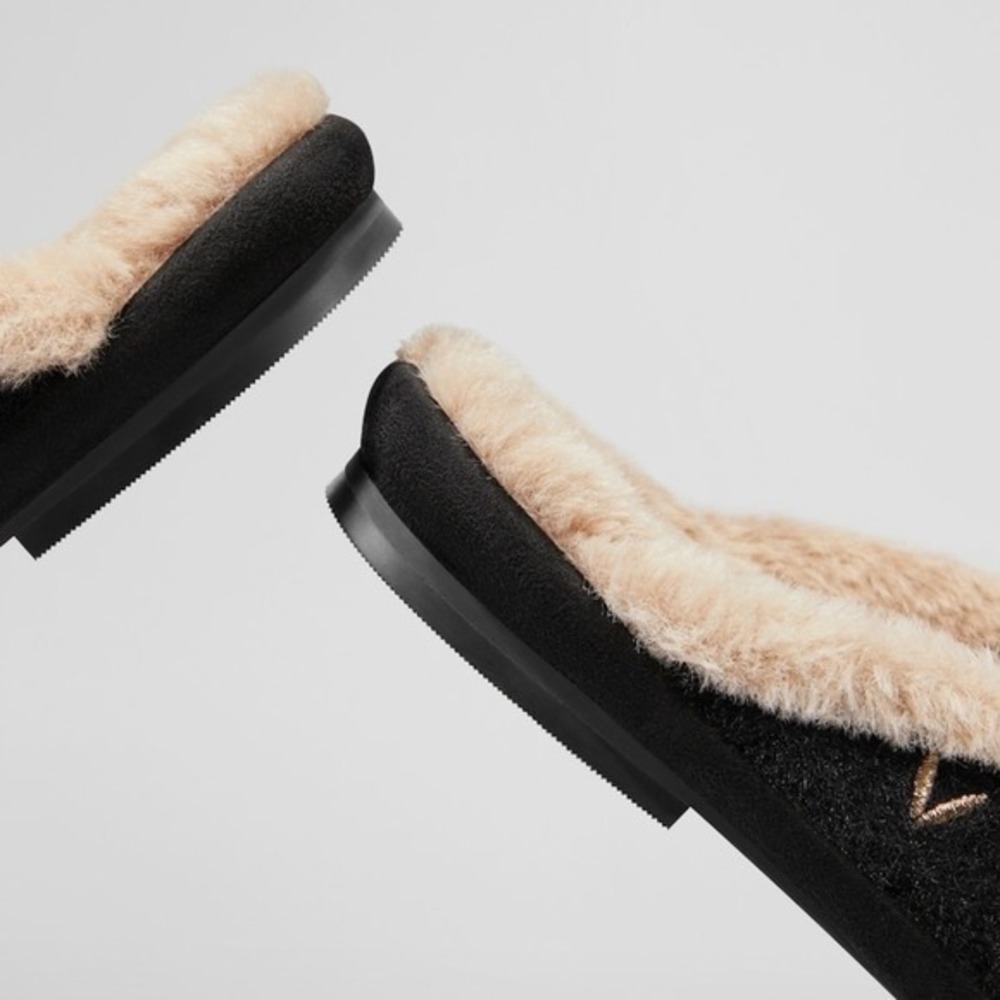 VIVAIA‎ Round-Toe Fluffy Mules (Renee) black size EU/41 US/9.5 - Picture 9 of 10